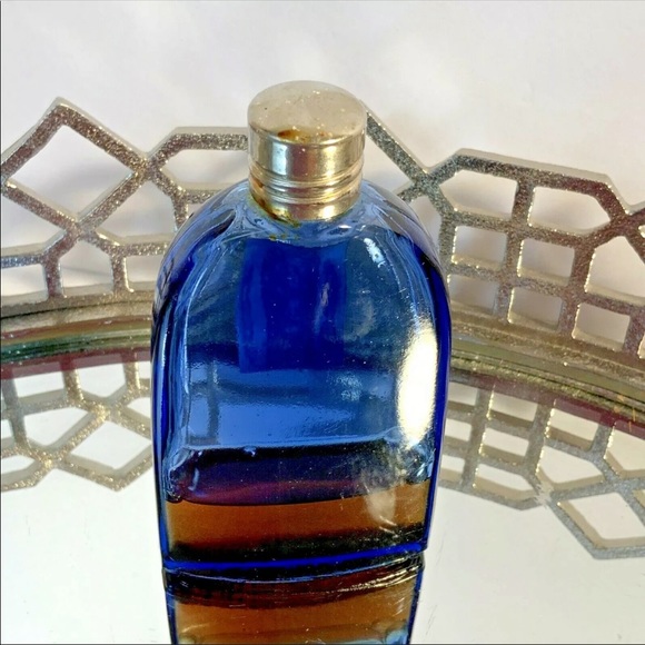 Vintage Evening in Paris Cologne Blue Glass Bour Jois Silver Top #N892 - Picture 3 of 6